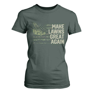 Funny Lawn Mower Dad Gardener T Shirt For Women Make Lawns Great Again Fathers Day American Flag TS10 Dark Forest Green Print Your Wear