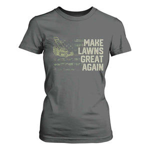 Funny Lawn Mower Dad Gardener T Shirt For Women Make Lawns Great Again Fathers Day American Flag TS10 Dark Heather Print Your Wear