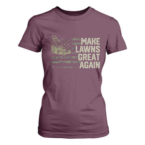 Funny Lawn Mower Dad Gardener T Shirt For Women Make Lawns Great Again Fathers Day American Flag TS10 Maroon Print Your Wear