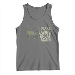 Funny Lawn Mower Dad Gardener Tank Top Make Lawns Great Again Fathers Day American Flag TS10 Black Heather Print Your Wear