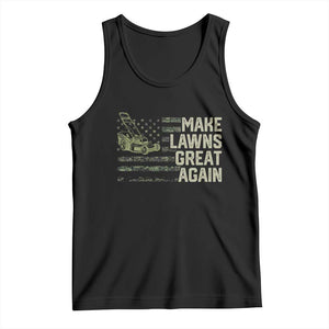 Funny Lawn Mower Dad Gardener Tank Top Make Lawns Great Again Fathers Day American Flag TS10 Black Print Your Wear