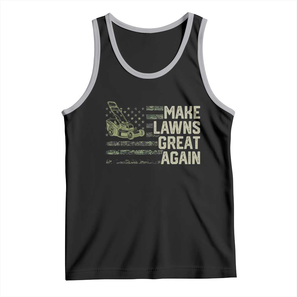 Funny Lawn Mower Dad Gardener Tank Top Make Lawns Great Again Fathers Day American Flag TS10 Black Athletic Heather Print Your Wear
