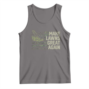 Funny Lawn Mower Dad Gardener Tank Top Make Lawns Great Again Fathers Day American Flag TS10 Deep Heather Print Your Wear