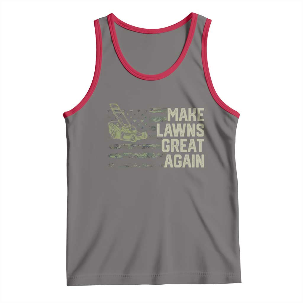 Funny Lawn Mower Dad Gardener Tank Top Make Lawns Great Again Fathers Day American Flag TS10 Deep Heather Red Print Your Wear