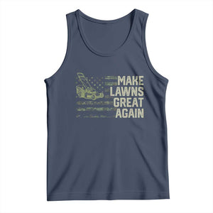 Funny Lawn Mower Dad Gardener Tank Top Make Lawns Great Again Fathers Day American Flag TS10 Navy Print Your Wear