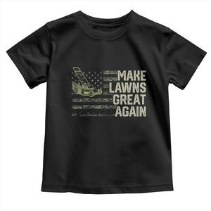 Funny Lawn Mower Dad Gardener Toddler T Shirt Make Lawns Great Again Fathers Day American Flag TS10 Black Print Your Wear