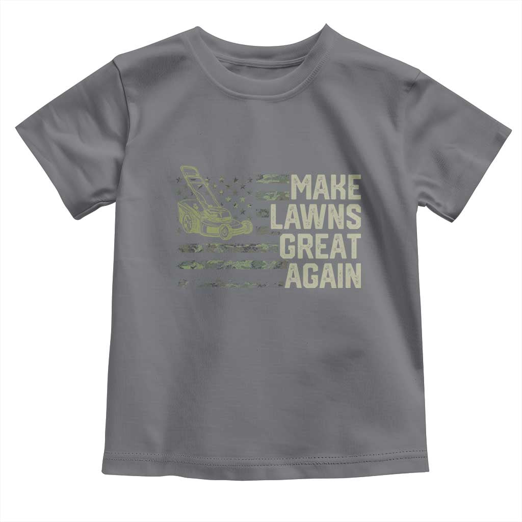 Funny Lawn Mower Dad Gardener Toddler T Shirt Make Lawns Great Again Fathers Day American Flag TS10 Charcoal Print Your Wear