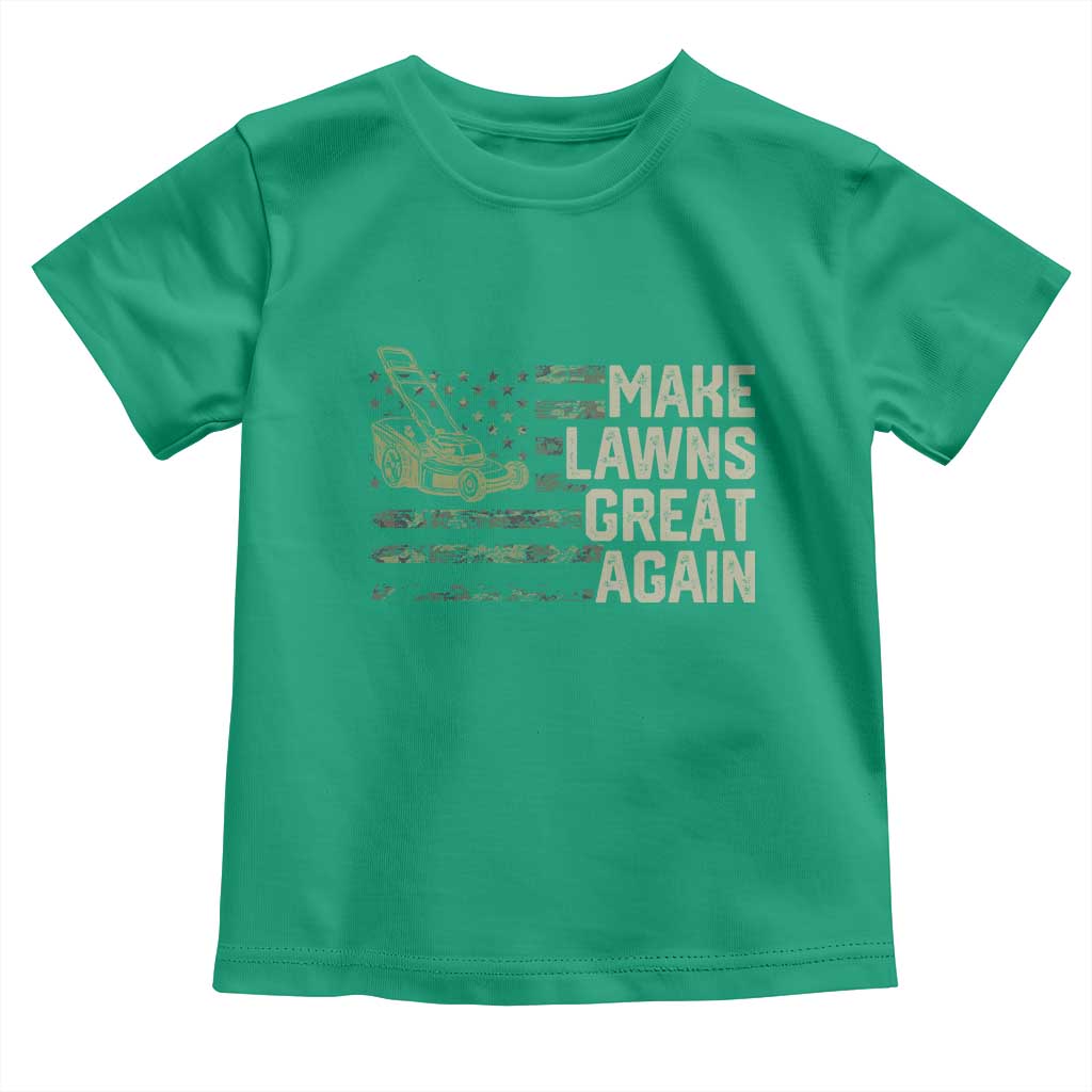 Funny Lawn Mower Dad Gardener Toddler T Shirt Make Lawns Great Again Fathers Day American Flag TS10 Irish Green Print Your Wear