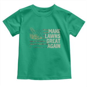 Funny Lawn Mower Dad Gardener Toddler T Shirt Make Lawns Great Again Fathers Day American Flag TS10 Irish Green Print Your Wear