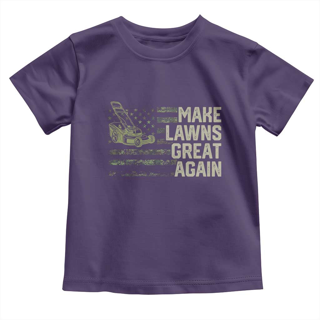 Funny Lawn Mower Dad Gardener Toddler T Shirt Make Lawns Great Again Fathers Day American Flag TS10 Purple Print Your Wear