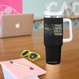 Funny Lawn Mower Dad Gardener Tumbler With Handle Make Lawns Great Again Fathers Day American Flag TS10 Print Your Wear
