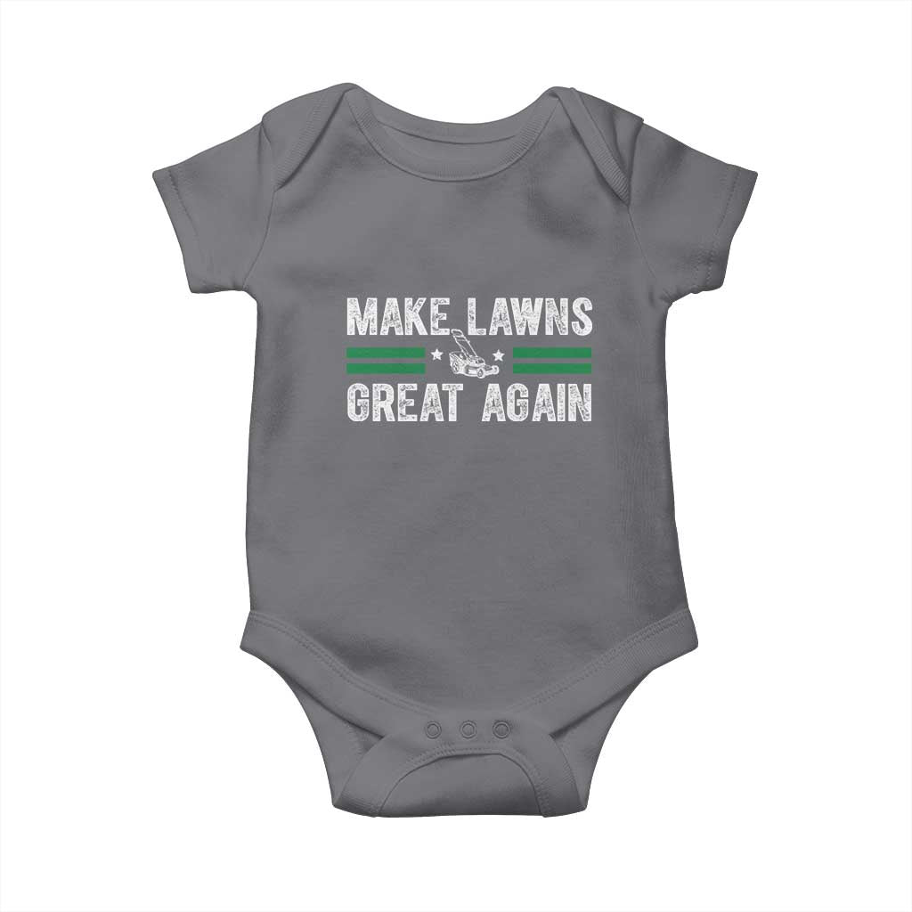 Funny Lawn Mower Dad Gardener Baby Onesie Make Lawns Great Again Fathers Day TS10 Charcoal Print Your Wear