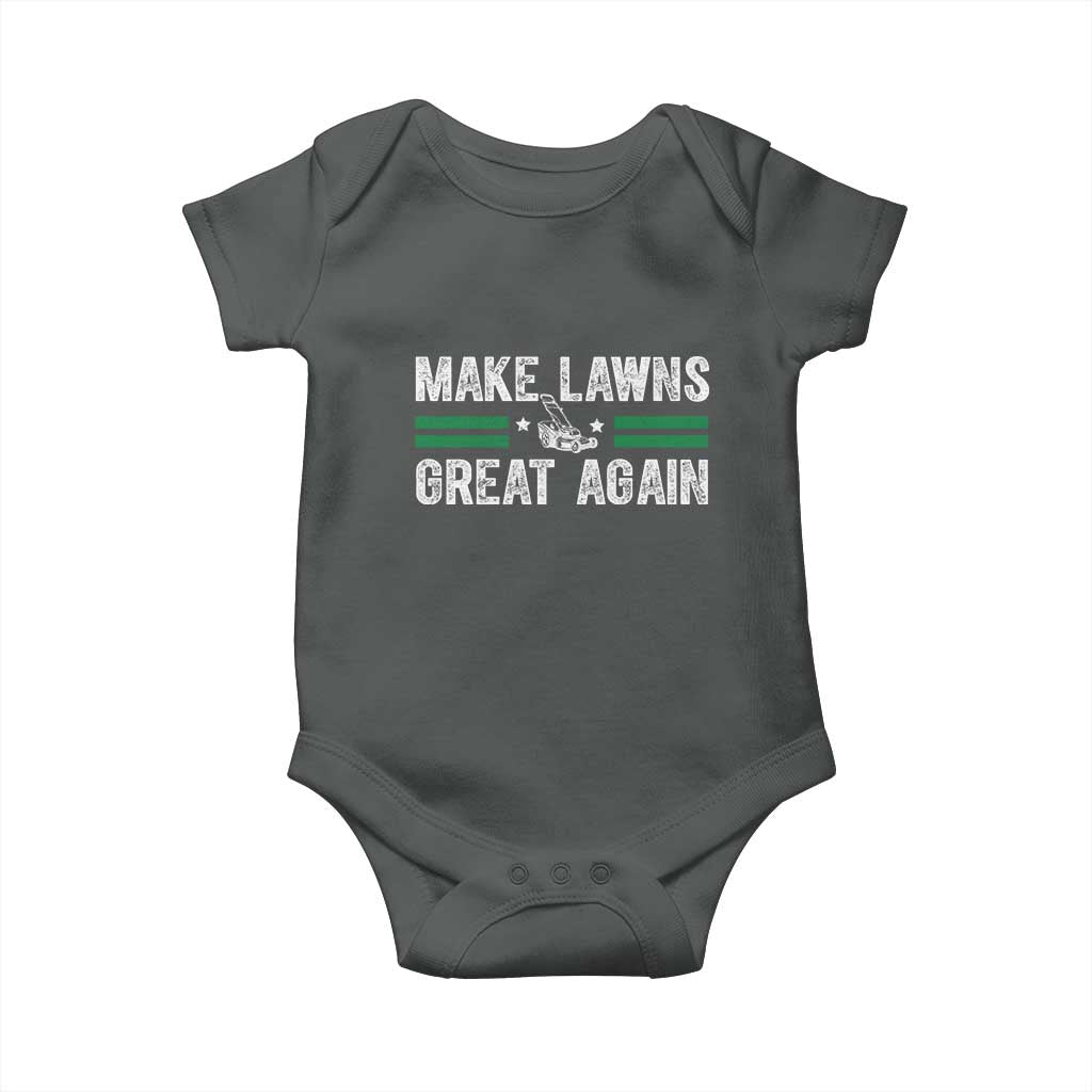 Funny Lawn Mower Dad Gardener Baby Onesie Make Lawns Great Again Fathers Day TS10 Dark Heather Print Your Wear