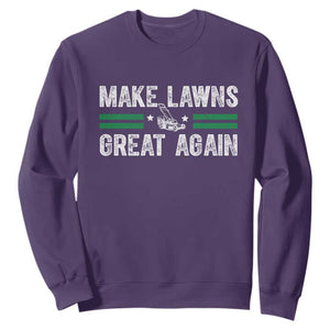 Funny Lawn Mower Dad Gardener Sweatshirt Make Lawns Great Again Fathers Day TS10 Purple Print Your Wear