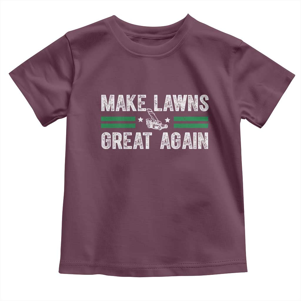 Funny Lawn Mower Dad Gardener Toddler T Shirt Make Lawns Great Again Fathers Day TS10 Maroon Print Your Wear