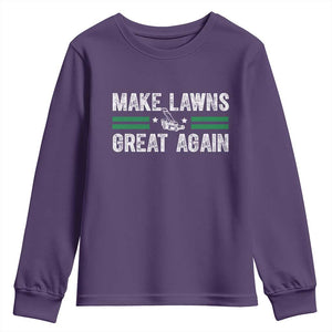 Funny Lawn Mower Dad Gardener Youth Sweatshirt Make Lawns Great Again Fathers Day TS10 Purple Print Your Wear
