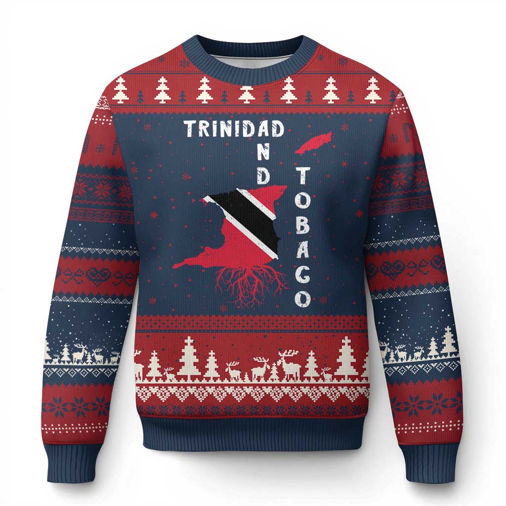 Trinidad and Tobago Flag Ugly Christmas Sweater Trini Trinidadian Proud TS10 Navy Red Print Your Wear