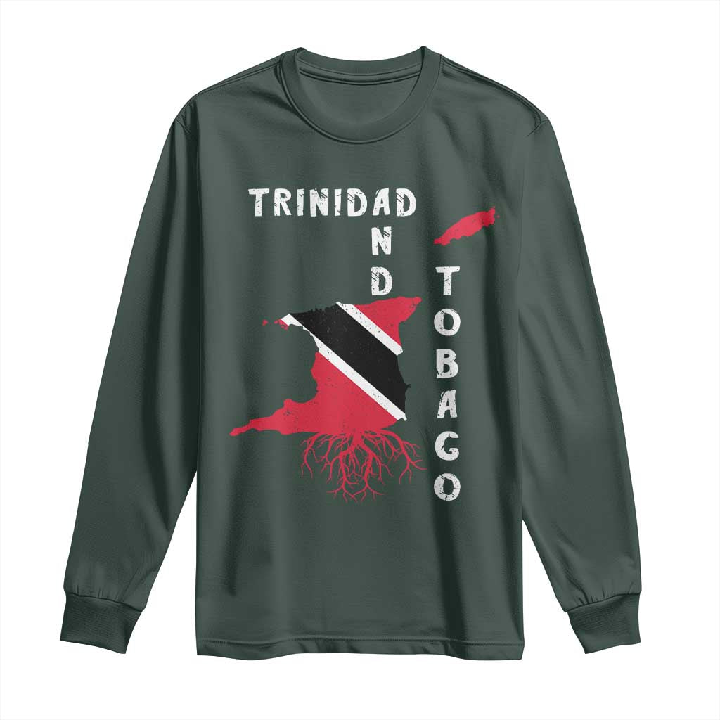 Trinidad and Tobago Flag Long Sleeve Shirt Trini Trinidadian Proud TS10 Dark Forest Green Print Your Wear