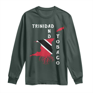 Trinidad and Tobago Flag Long Sleeve Shirt Trini Trinidadian Proud TS10 Dark Forest Green Print Your Wear