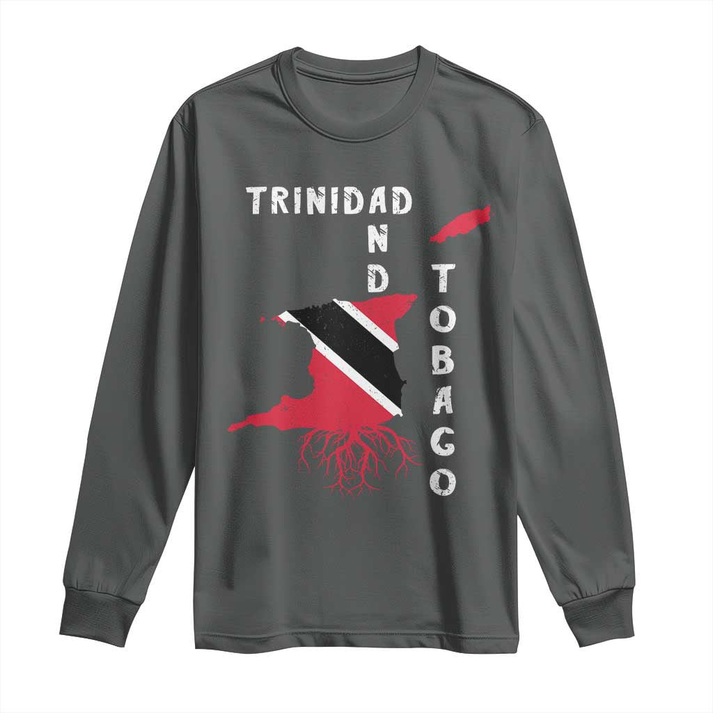 Trinidad and Tobago Flag Long Sleeve Shirt Trini Trinidadian Proud TS10 Dark Heather Print Your Wear