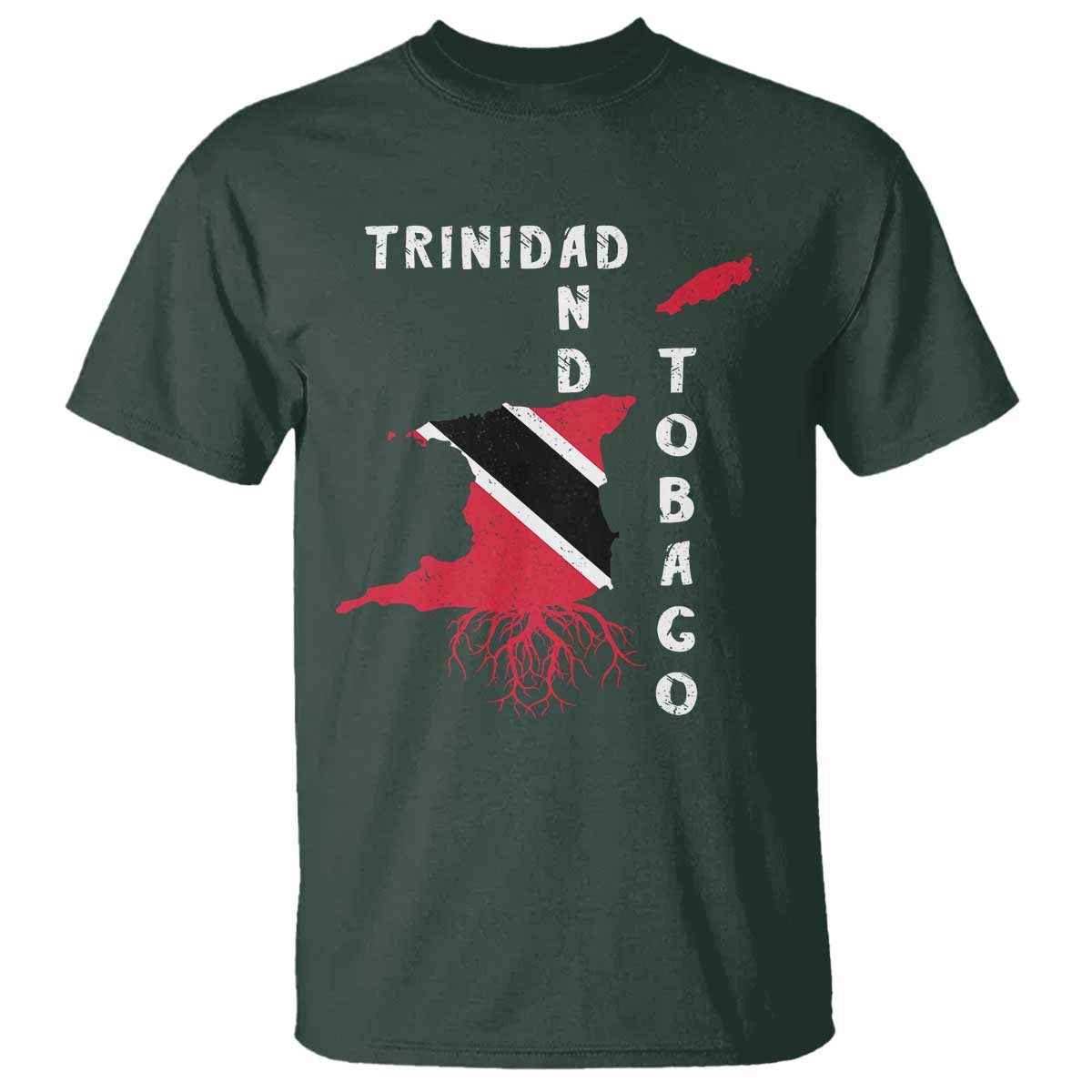 Trinidad and Tobago Flag T Shirt Trini Trinidadian Proud TS10 Dark Forest Green Print Your Wear