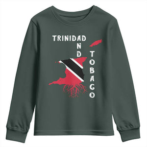 Trinidad and Tobago Flag Youth Sweatshirt Trini Trinidadian Proud TS10 Dark Forest Green Print Your Wear