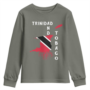 Trinidad and Tobago Flag Youth Sweatshirt Trini Trinidadian Proud TS10 Military Green Print Your Wear
