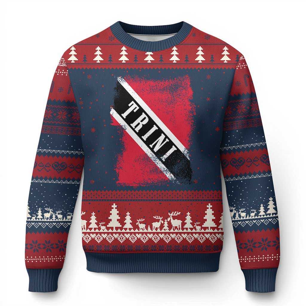 Trinidad and Tobago Flag Ugly Christmas Sweater Caribbean Souvenir TS10 Navy Red Print Your Wear