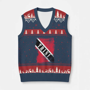 Trinidad and Tobago Flag V-Neck Knit Sweater Vest Caribbean Souvenir TS10 Navy Red Print Your Wear