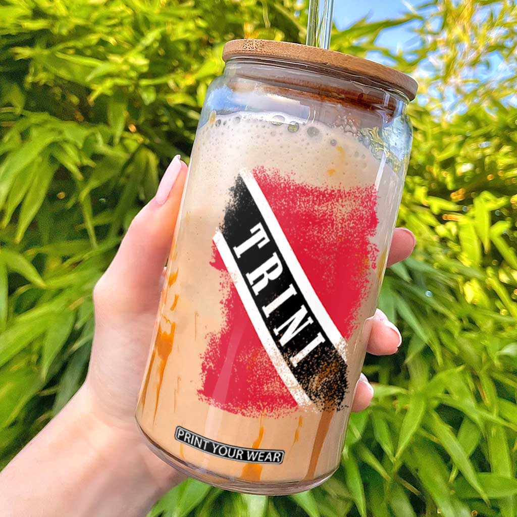 Trinidad and Tobago Flag Glass Can Caribbean Souvenir TS10 Black Print Your Wear