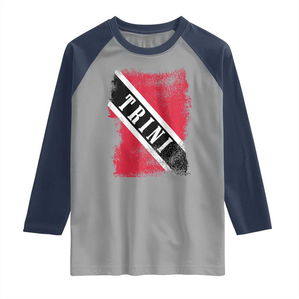 Trinidad and Tobago Flag Raglan Shirt Caribbean Souvenir TS10 Sport Gray Navy Print Your Wear