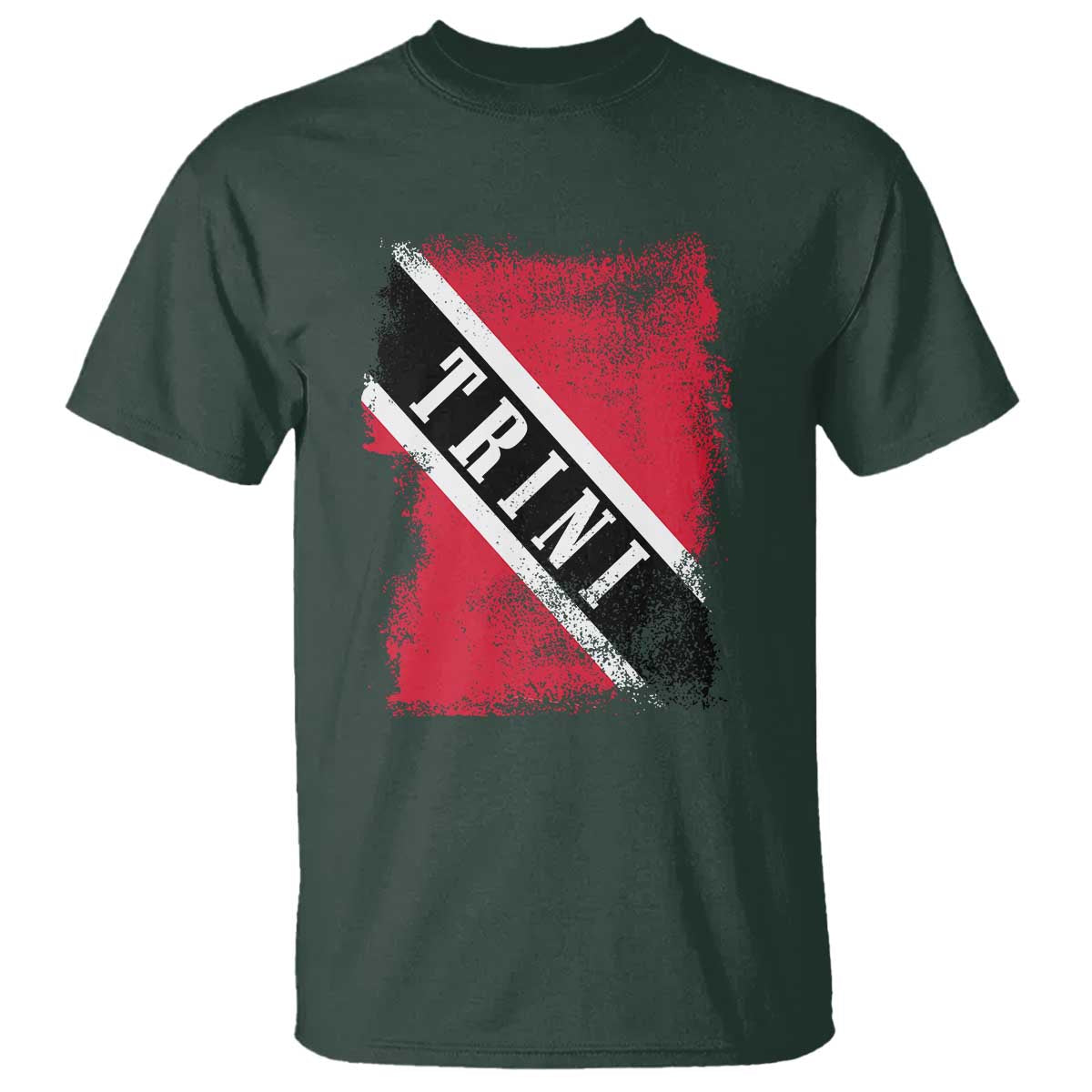 Trinidad and Tobago Flag T Shirt Caribbean Souvenir TS10 Dark Forest Green Print Your Wear