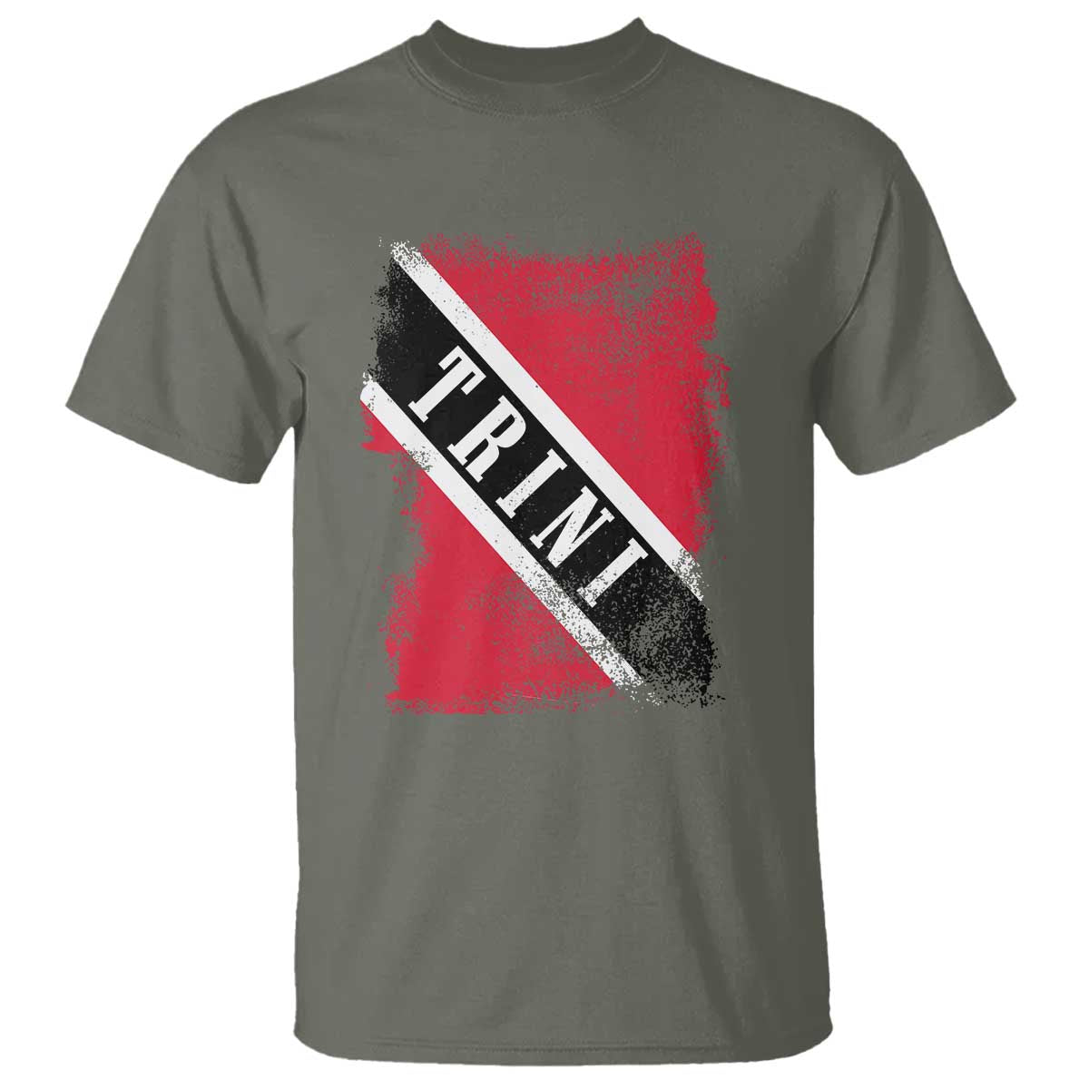 Trinidad and Tobago Flag T Shirt Caribbean Souvenir TS10 Military Green Print Your Wear