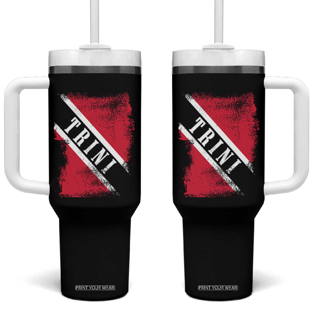Trinidad and Tobago Flag Tumbler With Handle Caribbean Souvenir TS10 One Size: 40 oz Black Print Your Wear