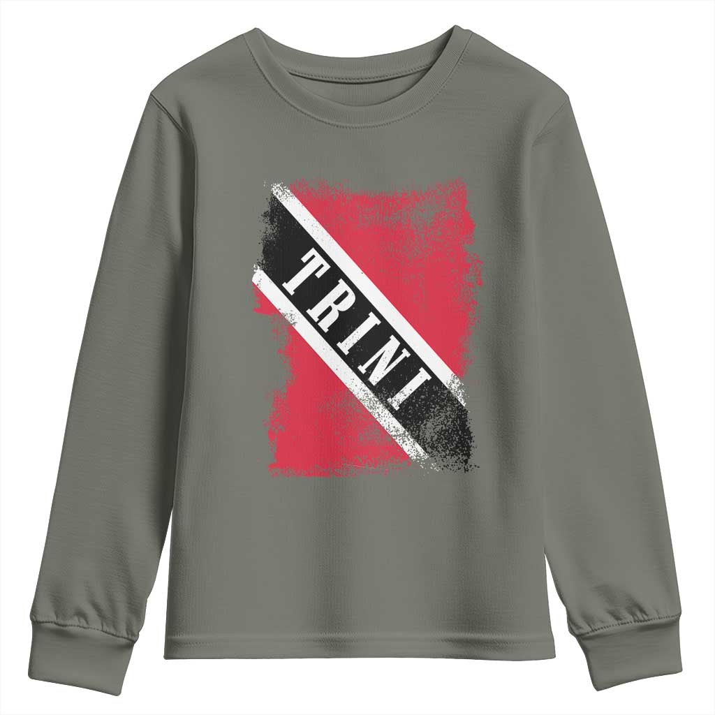 Trinidad and Tobago Flag Youth Sweatshirt Caribbean Souvenir TS10 Military Green Print Your Wear
