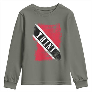 Trinidad and Tobago Flag Youth Sweatshirt Caribbean Souvenir TS10 Military Green Print Your Wear