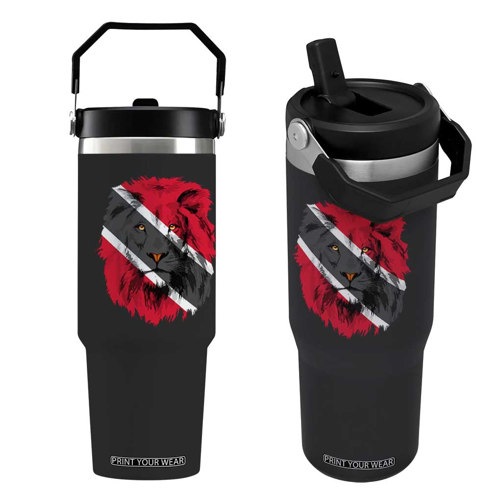 Trinidad and Tobago Flag Lion Flip Straw Tumbler Caribbean Souvenir TS10 One Size: 30 oz Black Print Your Wear