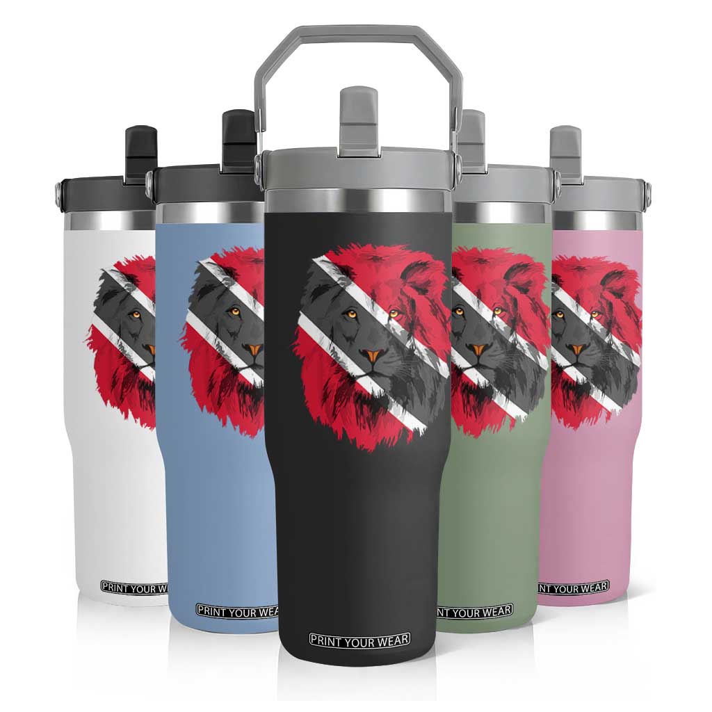 Trinidad and Tobago Flag Lion Flip Straw Tumbler Caribbean Souvenir TS10 Print Your Wear