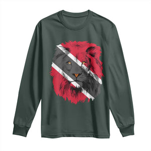 Trinidad and Tobago Flag Lion Long Sleeve Shirt Caribbean Souvenir TS10 Dark Forest Green Print Your Wear