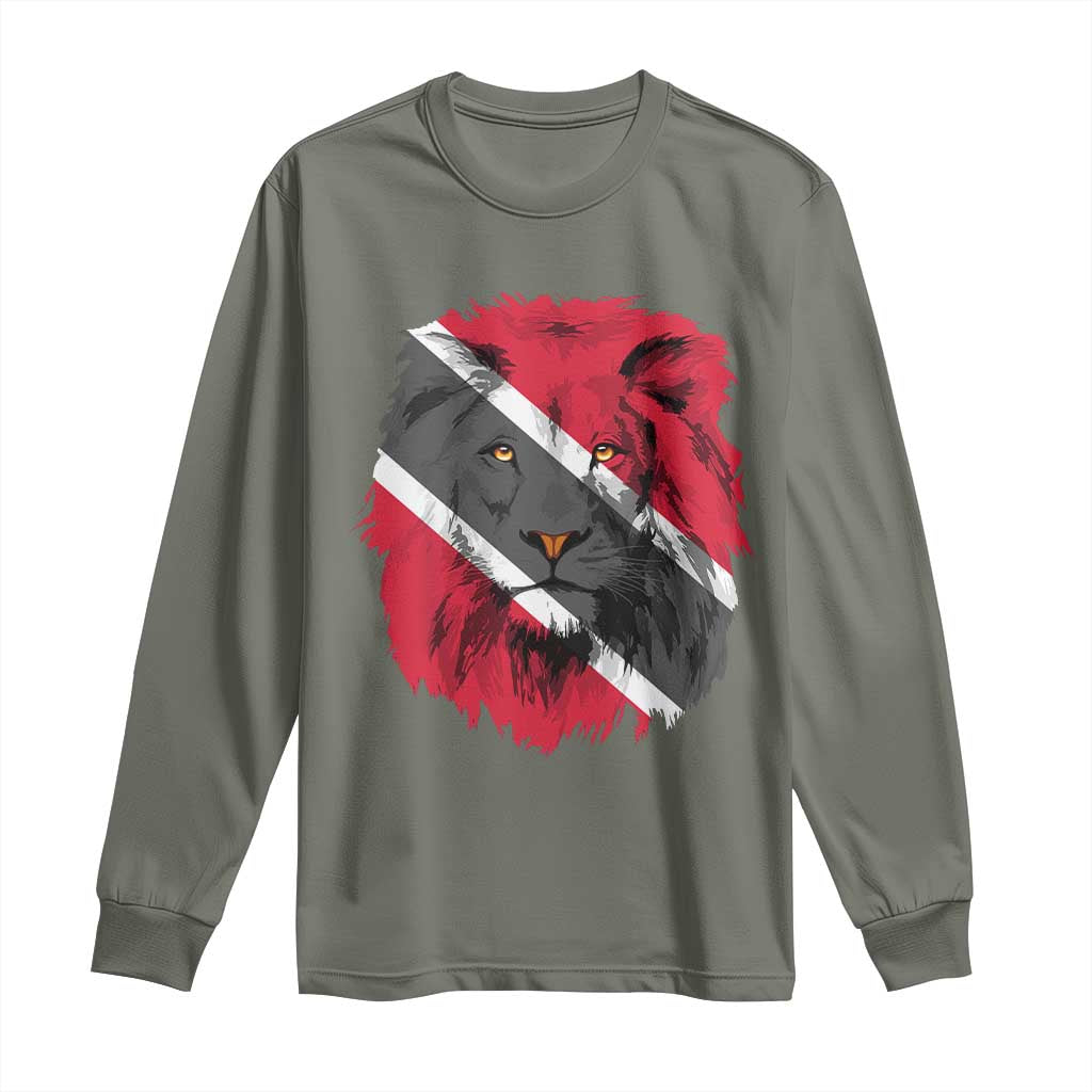 Trinidad and Tobago Flag Lion Long Sleeve Shirt Caribbean Souvenir TS10 Military Green Print Your Wear