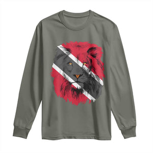 Trinidad and Tobago Flag Lion Long Sleeve Shirt Caribbean Souvenir TS10 Military Green Print Your Wear