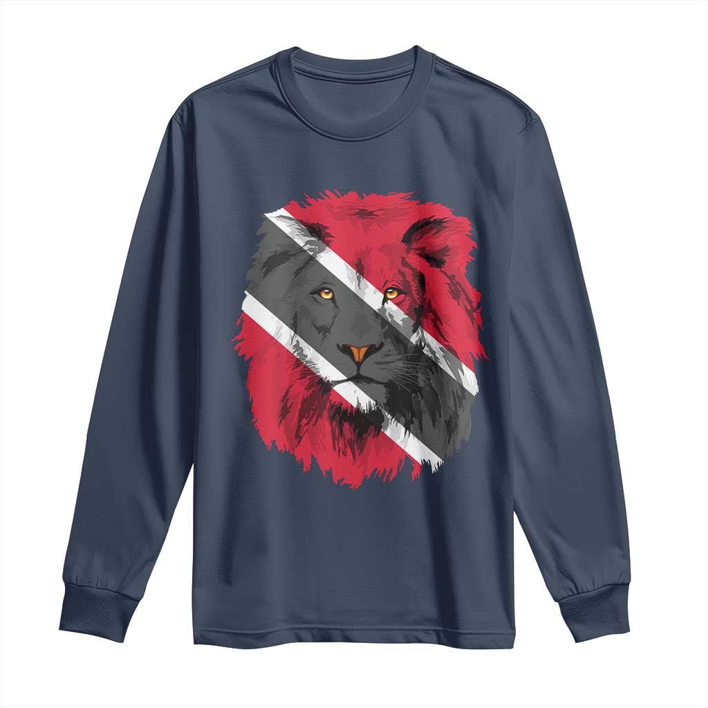 Trinidad and Tobago Flag Lion Long Sleeve Shirt Caribbean Souvenir TS10 Navy Print Your Wear