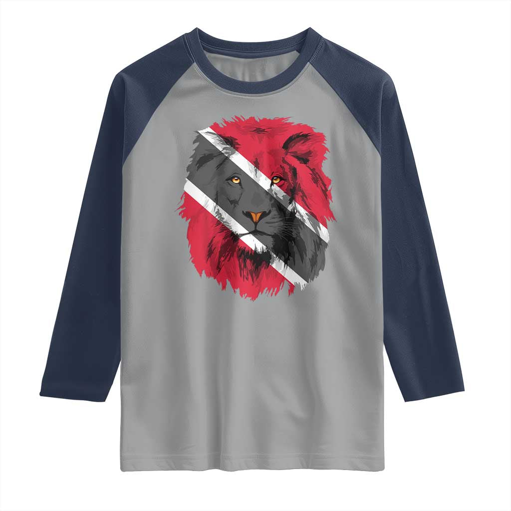 Trinidad and Tobago Flag Lion Raglan Shirt Caribbean Souvenir TS10 Sport Gray Navy Print Your Wear