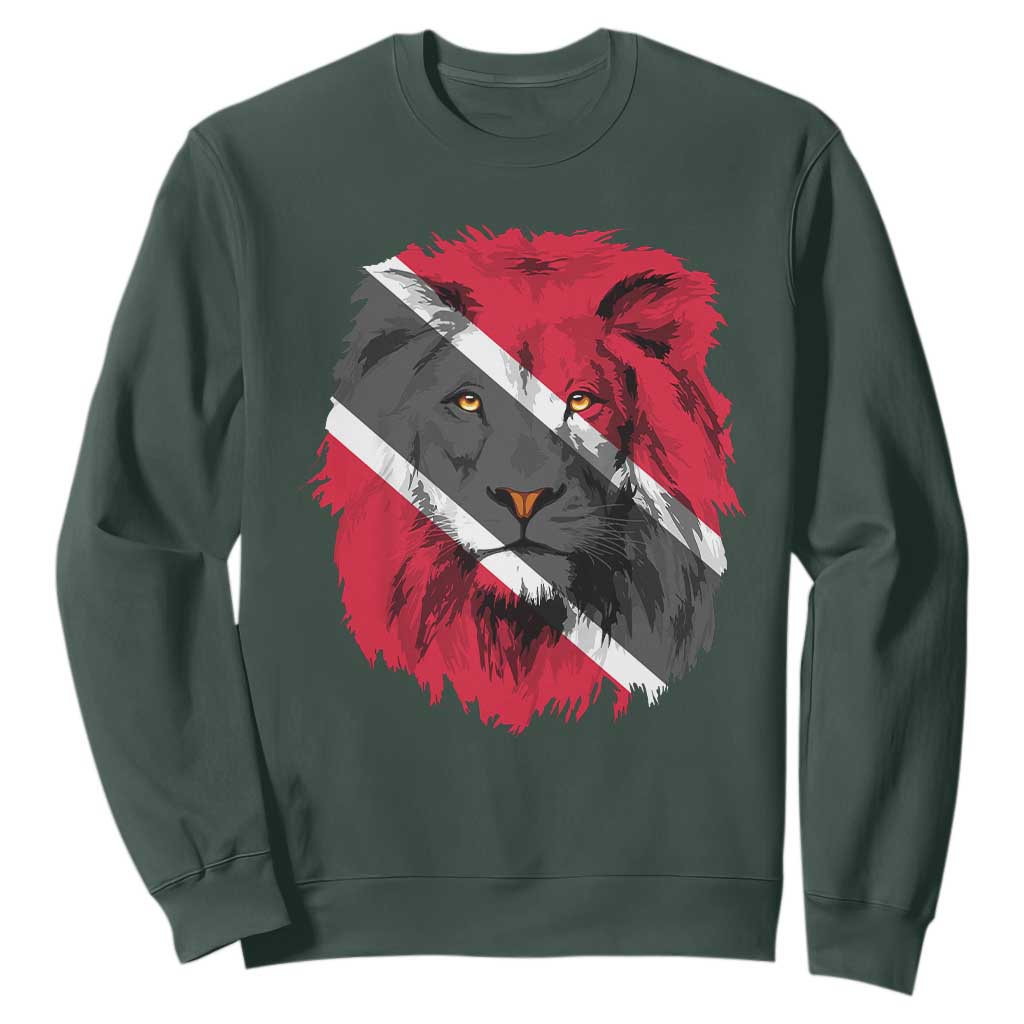 Trinidad and Tobago Flag Lion Sweatshirt Caribbean Souvenir TS10 Dark Forest Green Print Your Wear