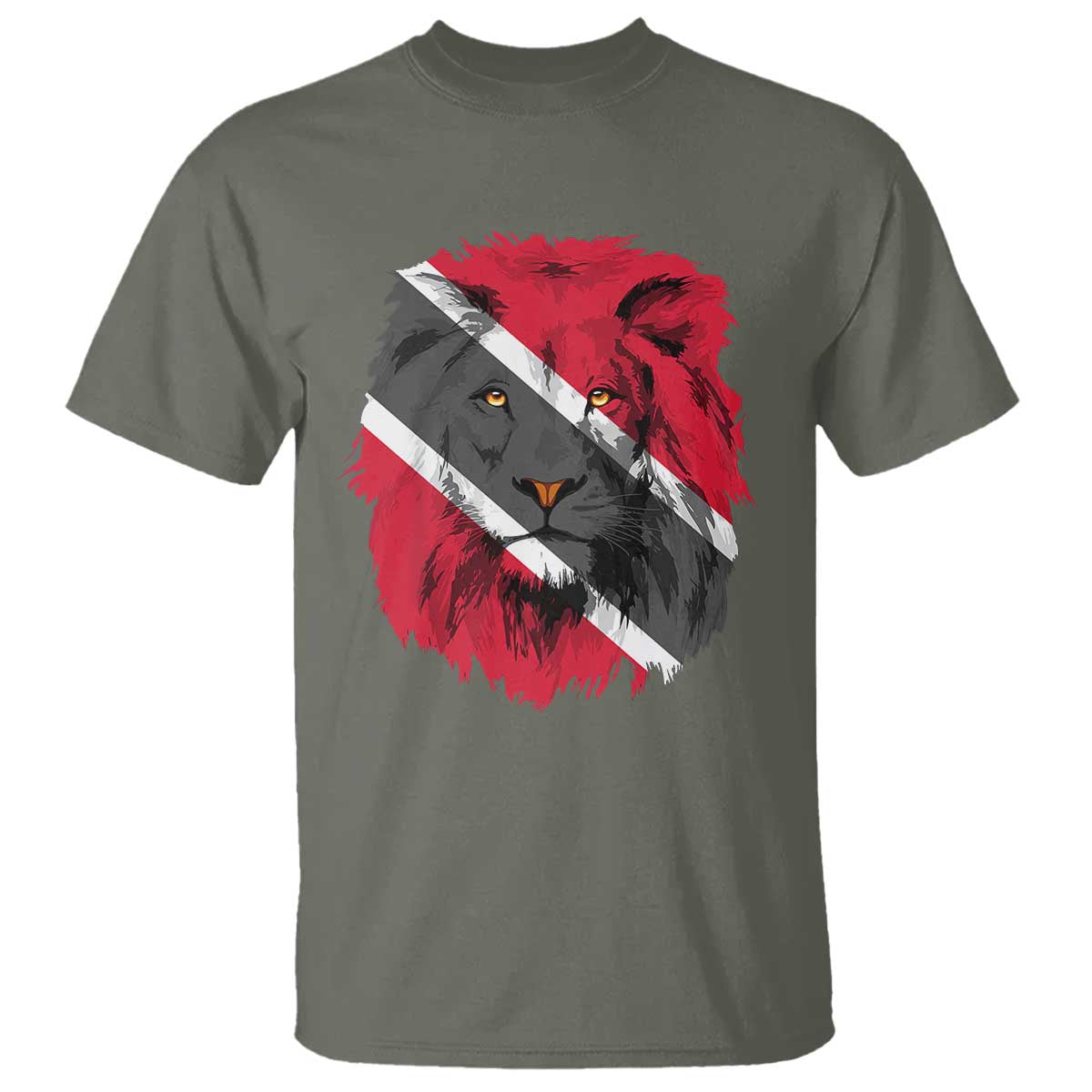 Trinidad and Tobago Flag Lion T Shirt Caribbean Souvenir TS10 Military Green Print Your Wear