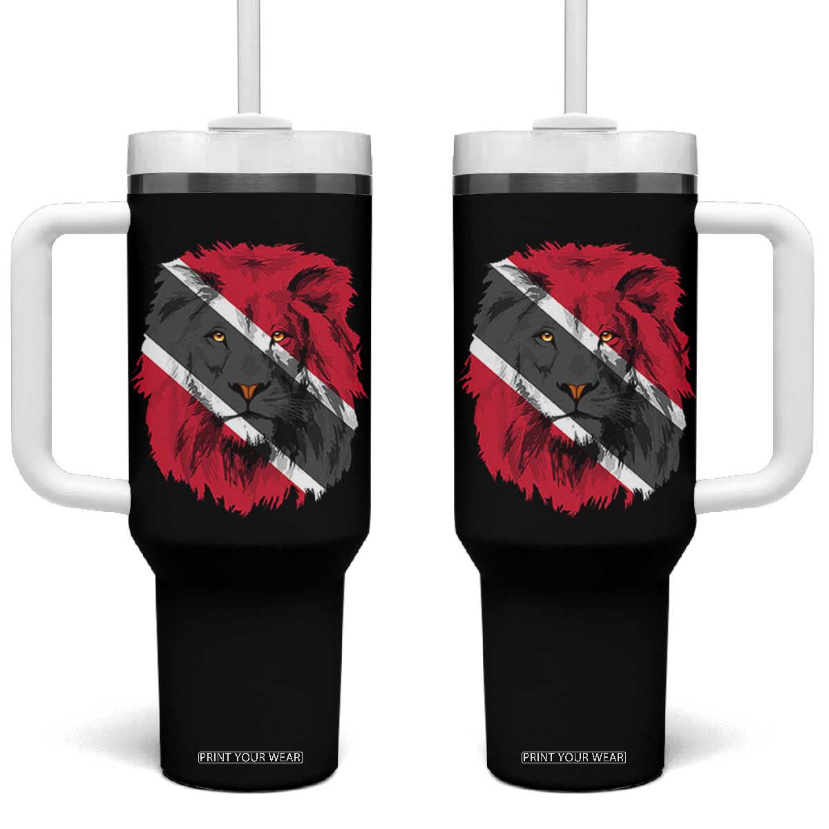 Trinidad and Tobago Flag Lion Tumbler With Handle Caribbean Souvenir TS10 One Size: 40 oz Black Print Your Wear
