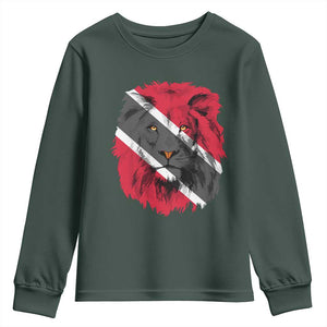 Trinidad and Tobago Flag Lion Youth Sweatshirt Caribbean Souvenir TS10 Dark Forest Green Print Your Wear