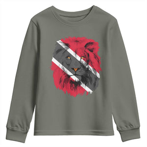 Trinidad and Tobago Flag Lion Youth Sweatshirt Caribbean Souvenir TS10 Military Green Print Your Wear