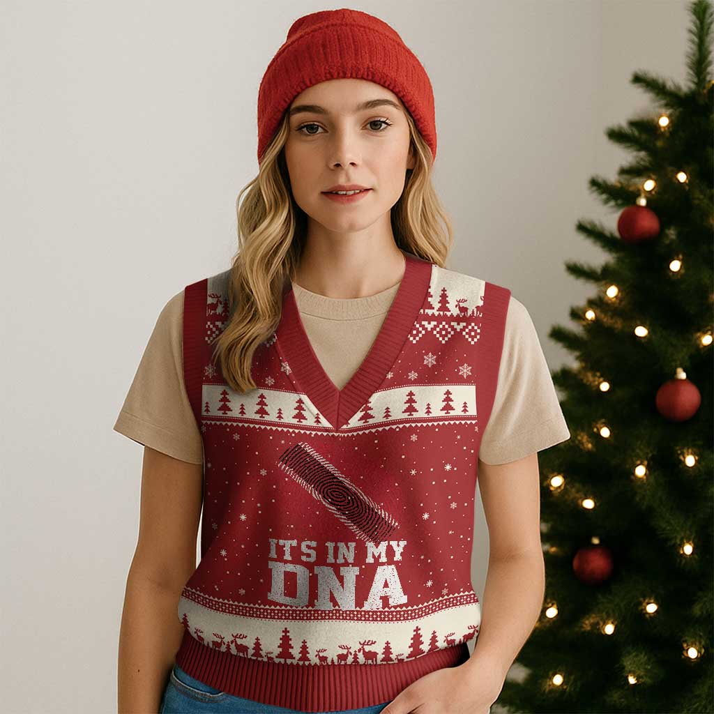 Trinidad and Tobago In My DNA V-Neck Knit Sweater Vest Trini Trinidadian Proud TS10 Red Beige Print Your Wear
