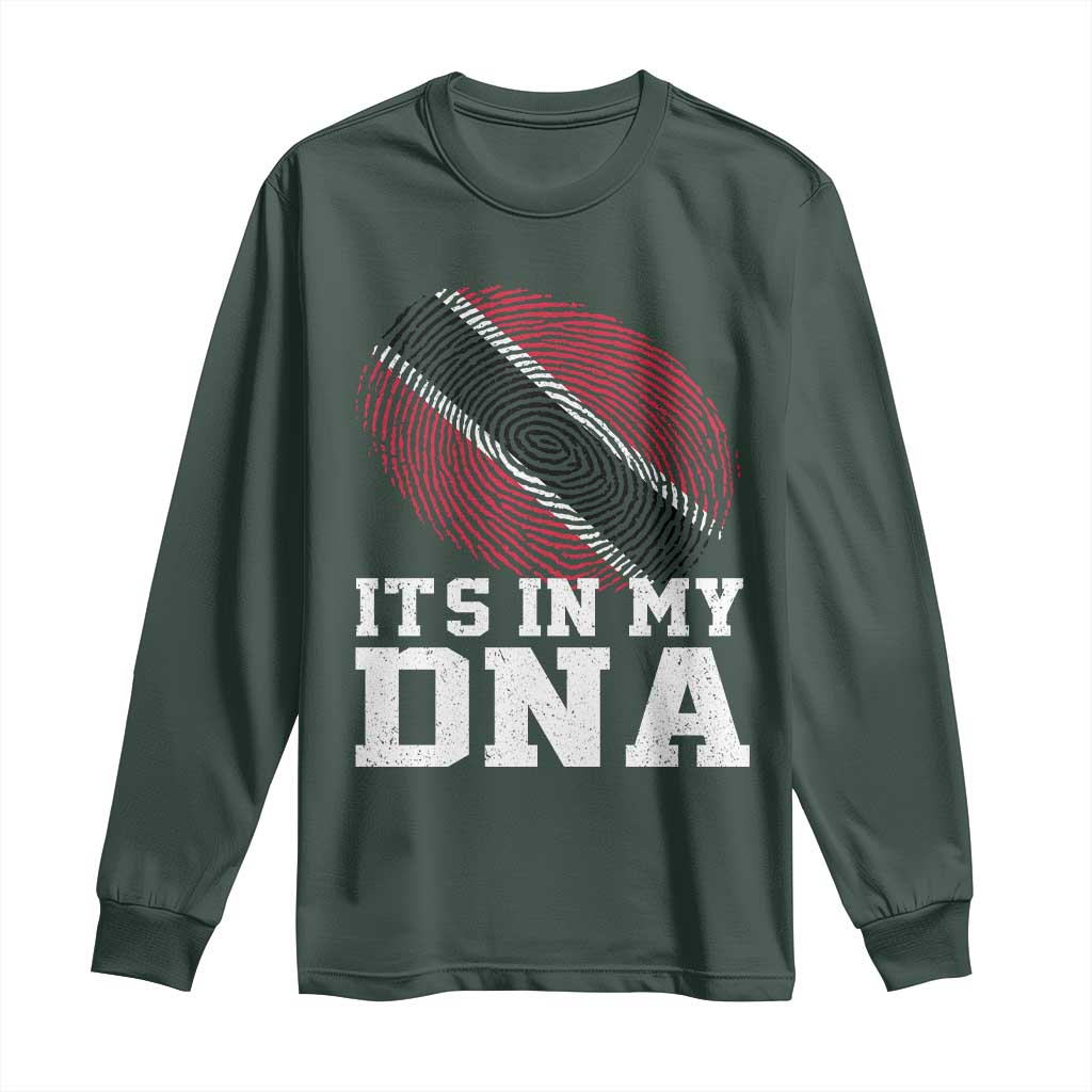 Trinidad and Tobago In My DNA Long Sleeve Shirt Trini Trinidadian Proud TS10 Dark Forest Green Print Your Wear